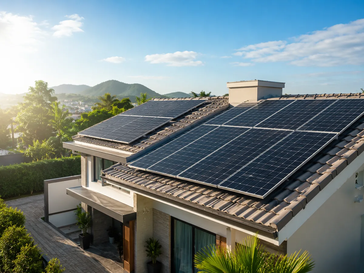 Foto de sistema solar fotovoltaico instalado