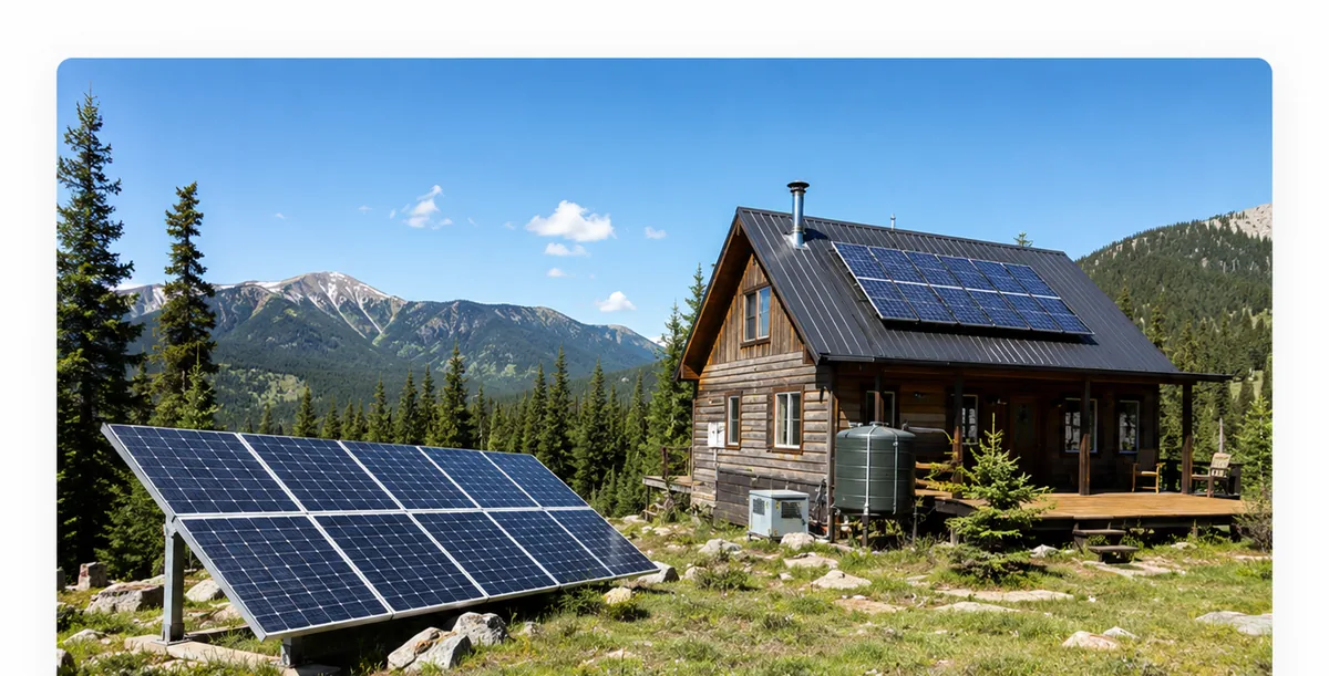 Foto de sistema off-grid em local remoto